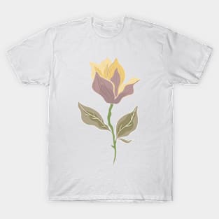 Magnolia blossom, floral textile pattern in earth neutral colors T-Shirt